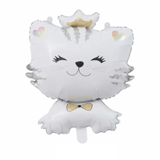可愛領結貓咪 皇冠貓咪 寵物生日派對 裝飾鋁膜氣球 生日氣球派對布置 貓 韓系領結可愛貓咪