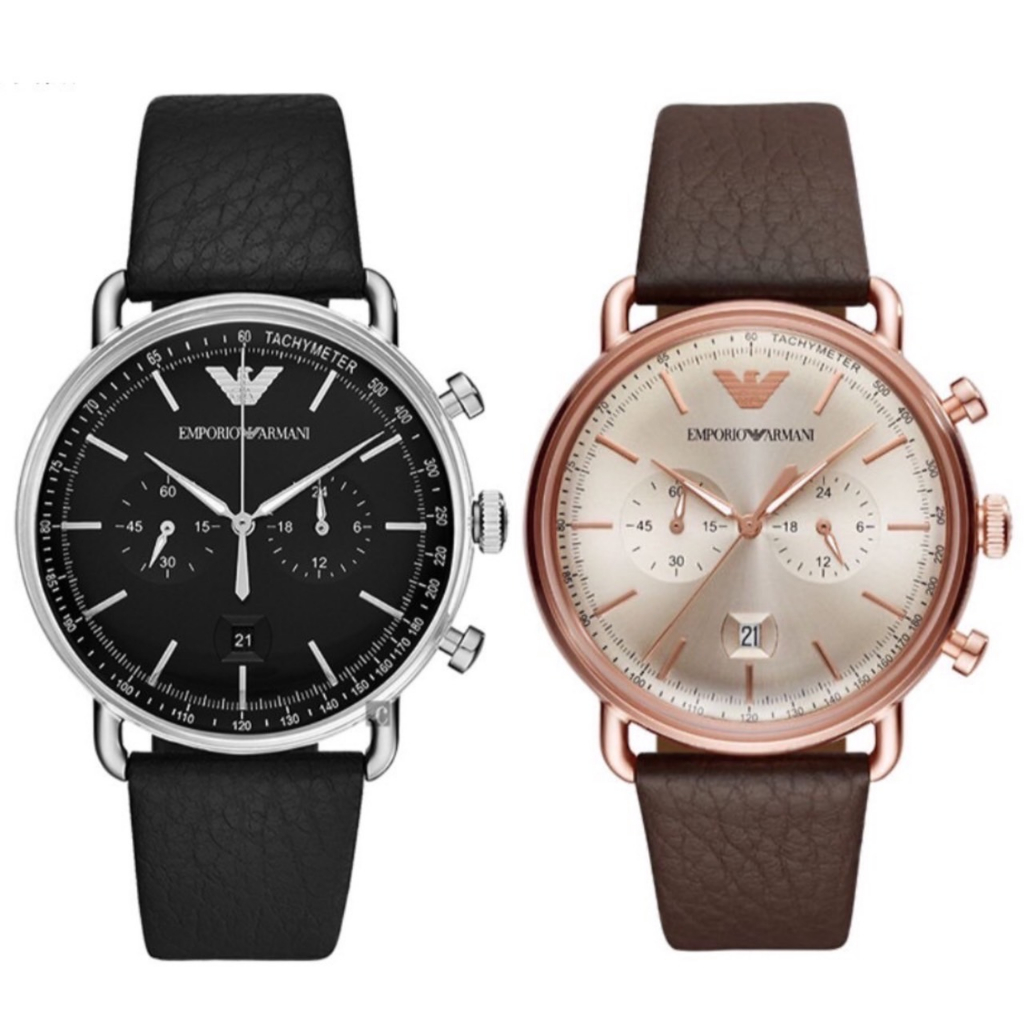 【EMPORIO ARMANI】復刻時尚計時腕錶 AR11106(咖啡) / AR11143 (黑) 43mm 現代鐘錶