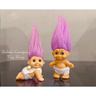 👶🏻1980s VTG troll doll trolls 紫色頭髮 爬爬 醜娃 寶寶 巨魔娃娃 幸運小子 古董玩具