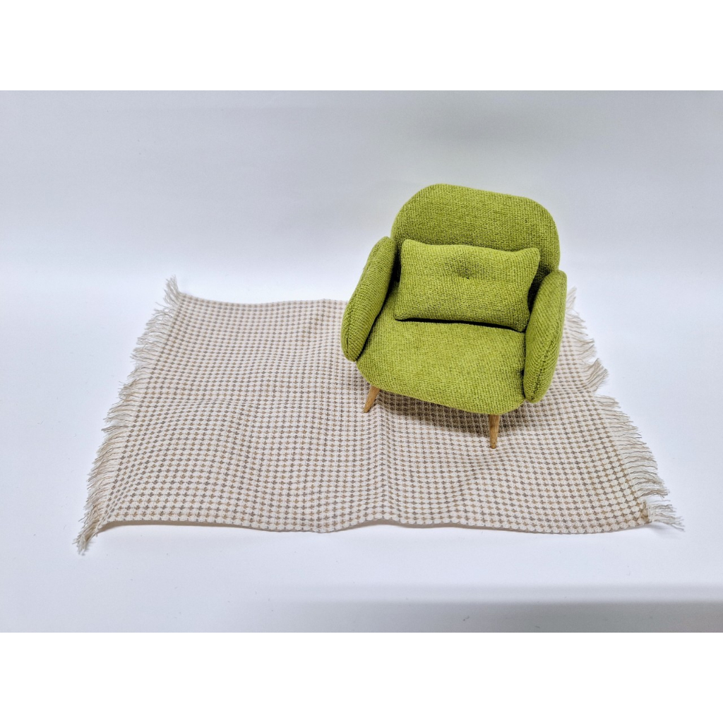 1/12 1:12 6吋 沙發 綠色沙發 椅子 地毯 地墊 OB11配件 黏土人配件 黏土娃  娃娃屋 袖珍