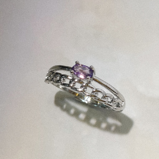 Le Bonheur 紫水晶雙層鏈條戒指 開口可調節(情人節 生日禮物 七夕禮物 情人節 送女友)