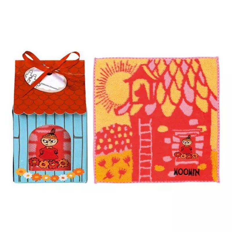 日本丸真 Moomin 可愛嚕嚕米刺繡方巾房子禮盒 紅