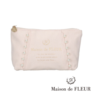 Maison de FLEUR 浪漫珍珠系列帆布手拿包(8A32FJJ1200)