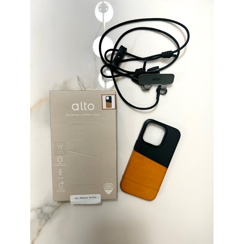 【Alto】iPhone 14 Pro 6.1吋 Anello系列 掛繩式皮革全包覆輕薄防摔手機殼(二手)