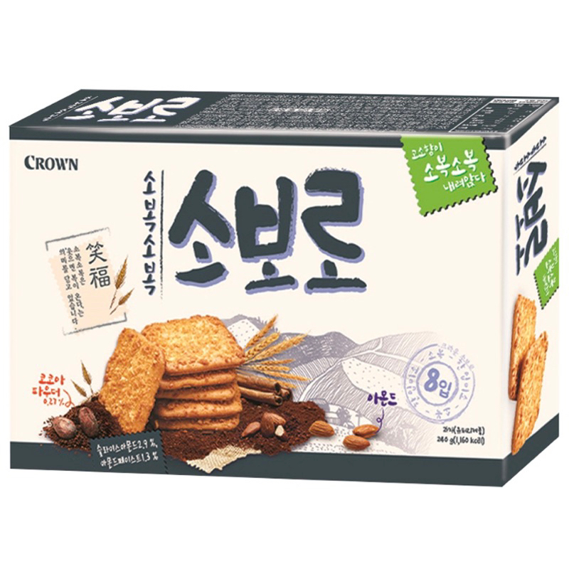 🇰🇷 CROWN❗️現貨+預購❗️ 皇冠杏仁薄片餅乾 韓國代購 240g 大盒裝 韓國餅乾