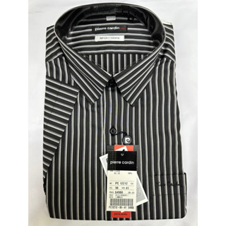 全新 法國皮爾卡登pierre cardin 男性 短袖襯衫 深色條紋襯衫 尺寸XL（41號）