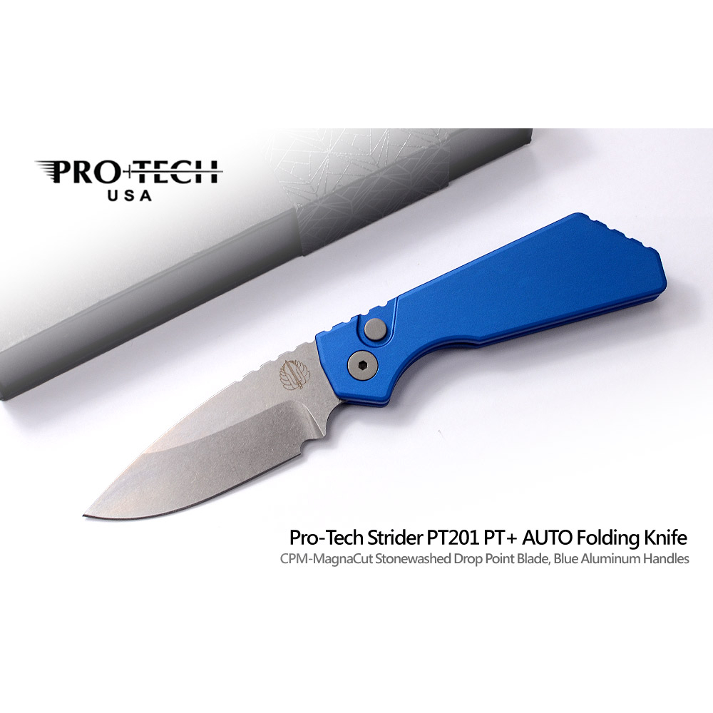 【瑞棋精品名刀】PorTech PT201-BLUE Strider Auto藍鋁柄自動側彈刀 $11880