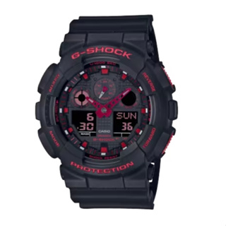 【CASIO 卡西歐】G-SHOCK Ignite Red GA-100BNR-1A 防水 運動電子錶 黑/紅 台南時代