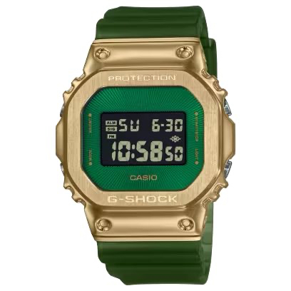 【柏儷鐘錶】CASIO G-SHOCK 復古色 綠金 GM-5600CL-3