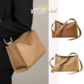 【BAGGLY&CO】聖莫里隆真皮簡約柔軟可調式背帶側揹包 肩揹包 斜揹包 方型包