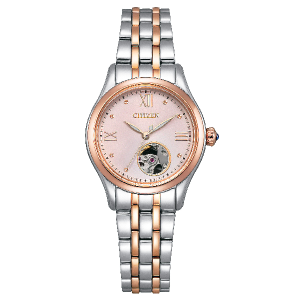CITIZEN 星辰錶 PR1044-87X LADY'S 小鏤空清奢時尚機械女錶 粉色面盤款 28.5mm