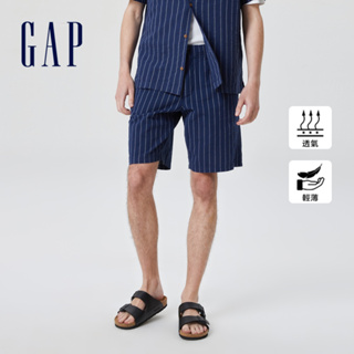 Gap 男裝 印花鬆緊短褲 輕透氣系列-深藍色條紋(714146)