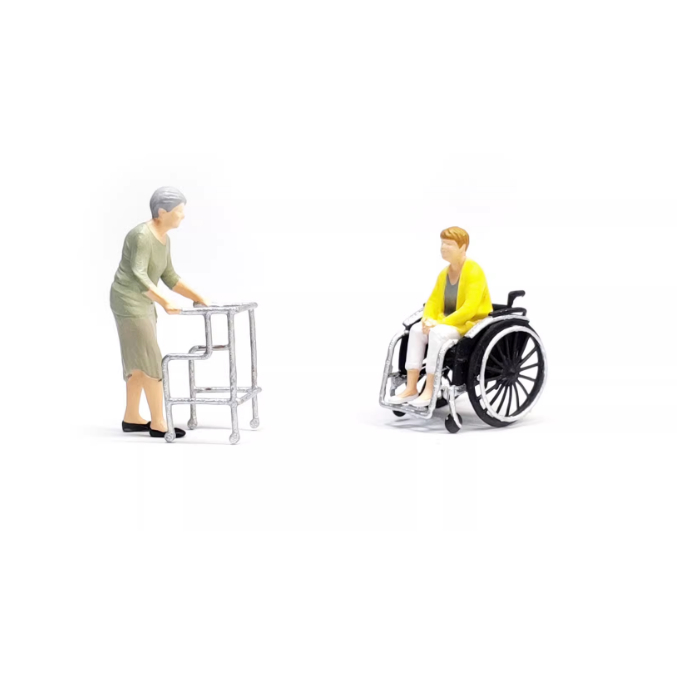 (林口現貨) RM 1/64 輪椅 助行器 老年人 人偶 老奶奶