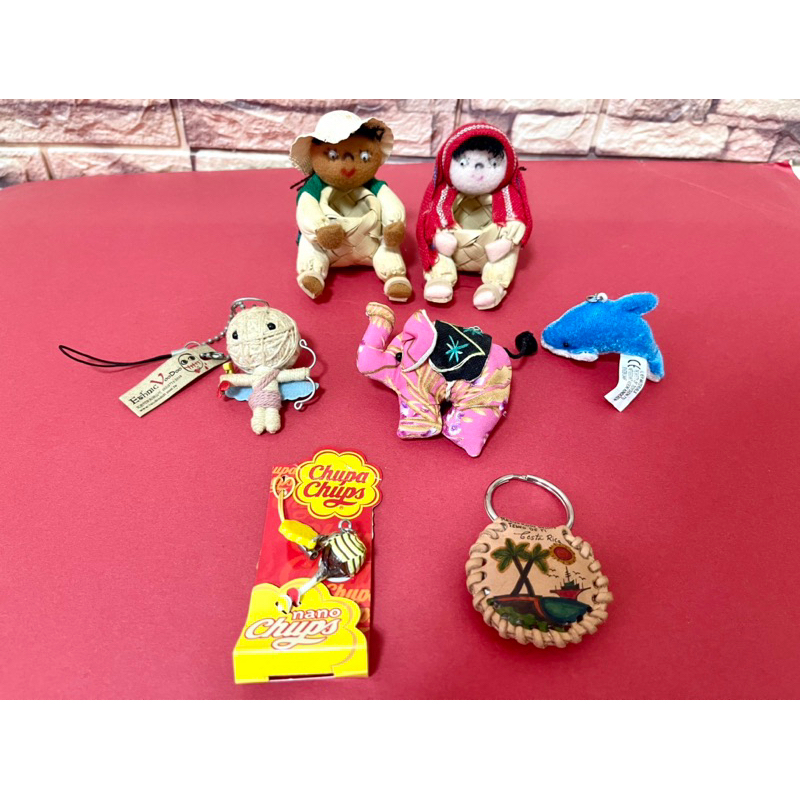 【各國紀念品】墨西哥🇲🇽 泰國🇹🇭 哥斯大黎加🇨🇷 巫毒娃娃吊飾 玩偶擺設 手作皮革鑰匙圈 大象鑰匙圈 裝飾品 吊飾