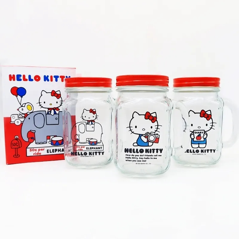 三麗鷗 Hello Kitty KT 450ml 玻璃梅森杯 玻璃杯 梅森杯 密封杯 玻璃瓶