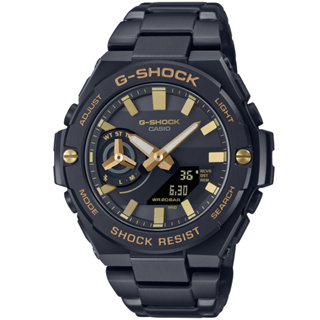 【聊聊甜甜價】CASIO卡西歐 G-SHOCK 太陽能x藍牙連線 簡約黑金雙顯腕錶 GST-B500BD-1A9