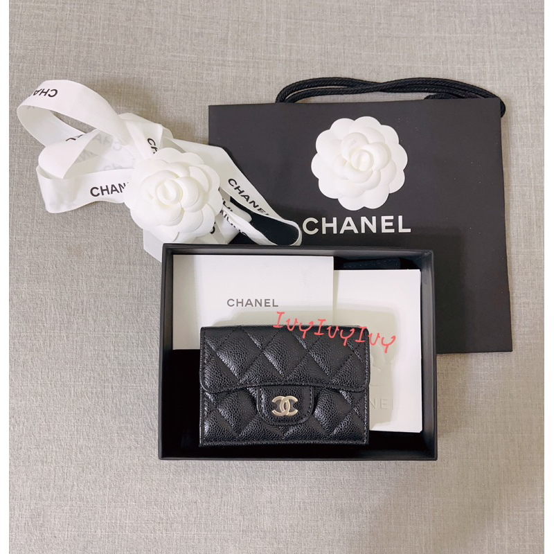 Chanel(全新真品）CF mini 牛皮三折短夾