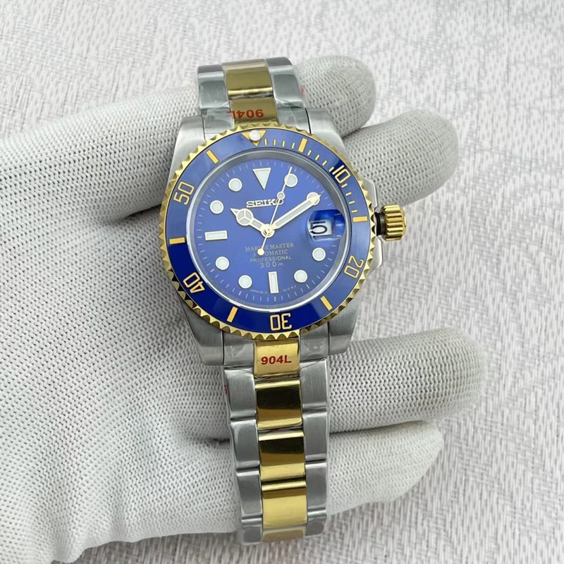 ［六樓先生］Seikomod 改裝半金藍金水鬼風格submariner機械錶時尚錶