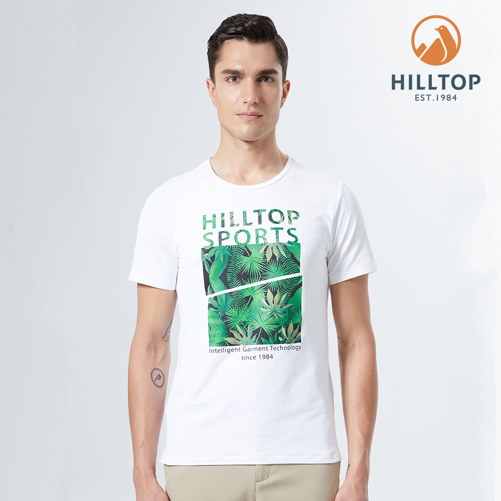 【Hilltop 山頂鳥 】男款抗菌吸濕快乾T恤 PS04XME2-白