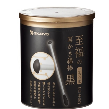 日本山洋SANYO 360度耳扒紙軸棉花棒-100支入(黑色)