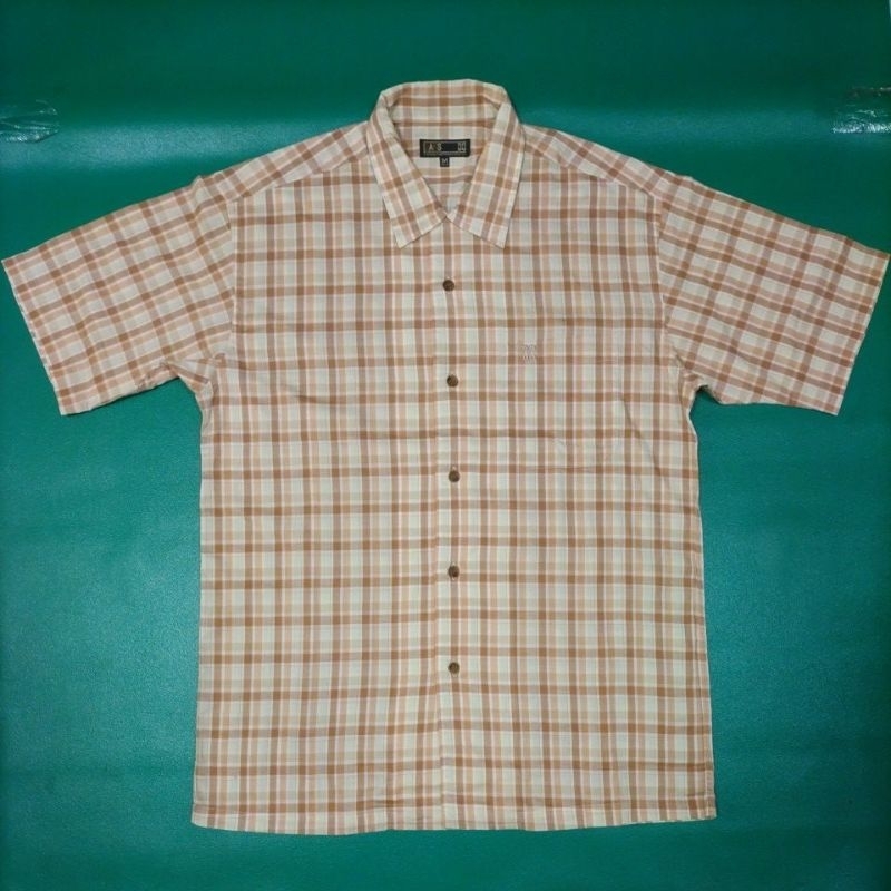 英國 DAKS 日本製 高級立體繡 純棉 輕 薄 透氣 優雅 質感 短袖 襯衫 M號（XL號可穿）