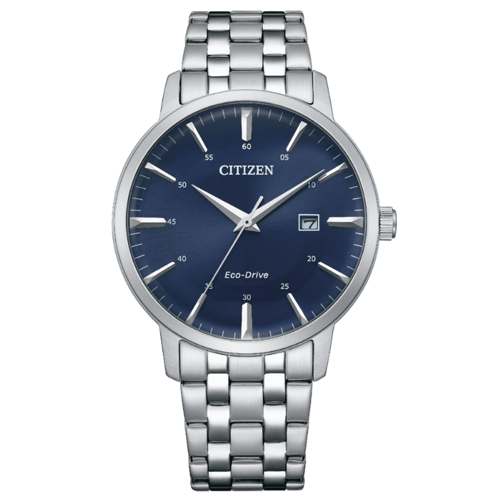CITIZEN 星辰 GENTS 光動能 日系簡約不鏽鋼紳士腕錶-藍40mm(BM7461-85L 防水50米)