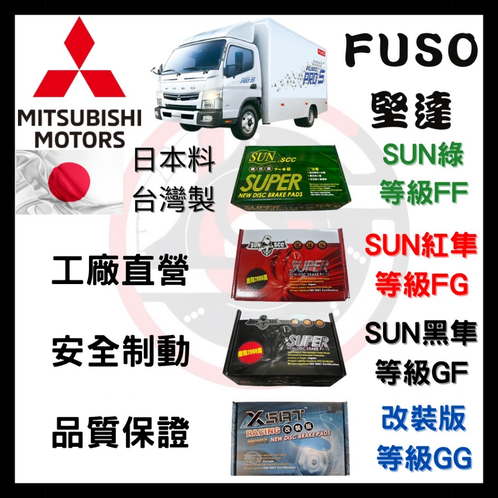 SUN隼 三菱 Mitsubishi 堅達 1992-2018 四片 八片 來令片 車用 煞車皮 前後碟 一組二輪份