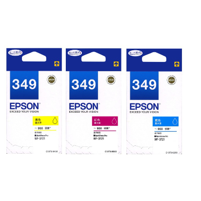 #全新現貨原廠墨水EPSON WF-3721 349 原廠盒裝彩色墨水匣超值組(黃色 藍色 紅色)贈LE PONT帆布袋