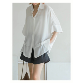 Y2 style▪️垂涼感天絲棉翻領襯衫▪️Y2style歐美設計款寬鬆韓版個性中大尺碼【F492313】