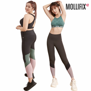 Mollifix 瑪莉菲絲 玩色切割8分褲 (可可+藕灰 / 黑+綠)、瑜珈褲、瑜珈服、Legging