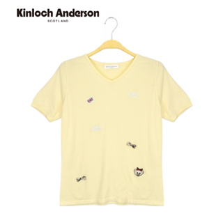【金安德森女裝】 英倫織標熊頭格紋蝴蝶結V領上衣 (黃) KA065901433 Kinloch Anderson