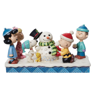 Enesco精品雕塑 Snoopy 史努比和好友們堆雪人居家擺設 EN36878
