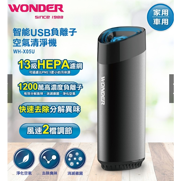 **大賣家**WONDER 旺德 智能USB負離子空氣清淨機(車用/家用均可), 下標前請先詢問庫存