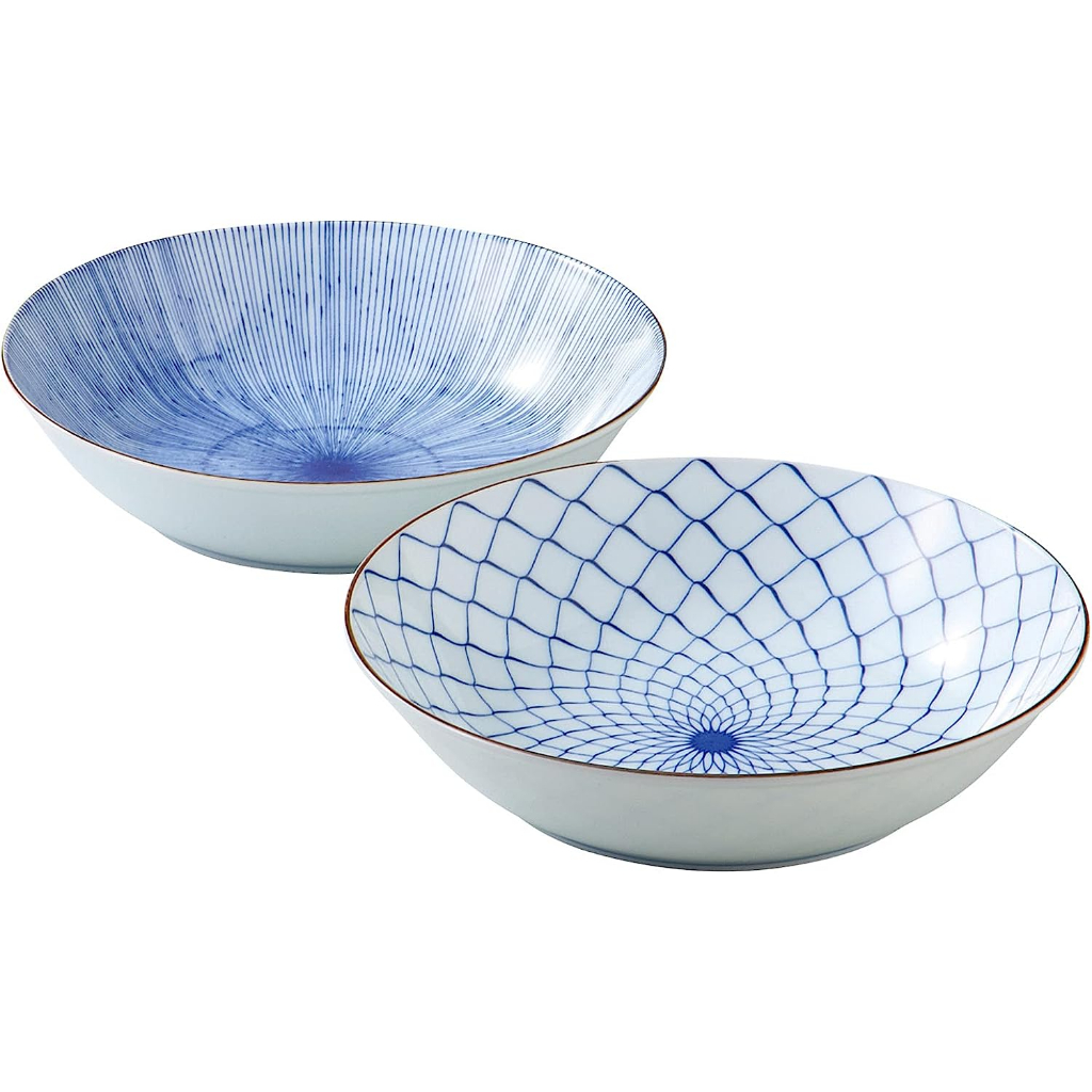 日本製 西海陶器 美濃焼 有田燒 軽量 古染繪變 多用途盤子 (2入組)