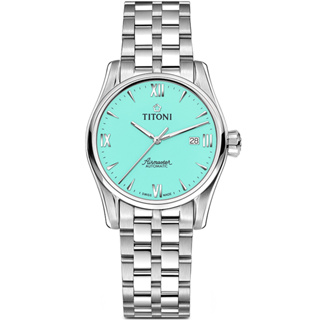 TITONI 梅花錶 空中霸王系列 AIRMASTER 機械女錶 手錶-蒂芬尼藍 23908 S-691