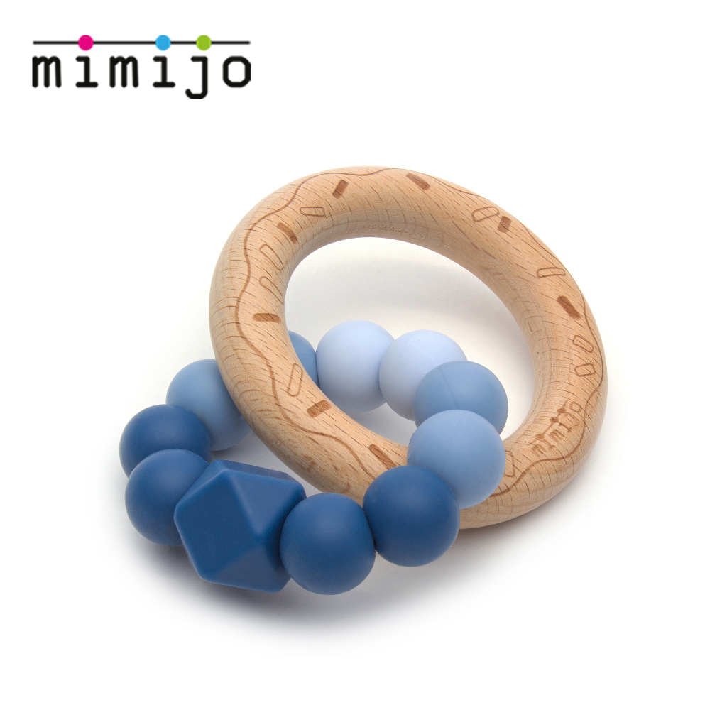 【捷克mimijo】鉑金食品級矽膠寶寶固齒器/抓握訓練器/口腔健康保護(3m+/海軍藍)