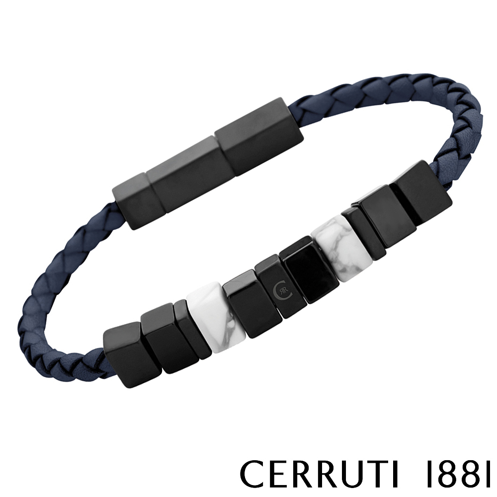 【CERRUTI 1881】義大利 經典編織不銹鋼扣手環 灰黑 限量2折 全新 專櫃 展示品 (CB1404)