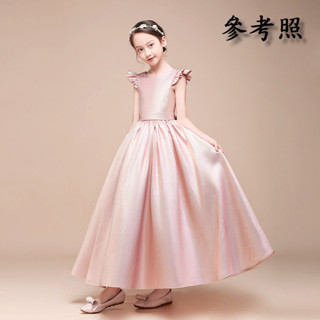 新竹金奇童裝兒童現貨長款女童公主裙禮服金粉閃色長裙鋼琴表演服音樂演奏-7