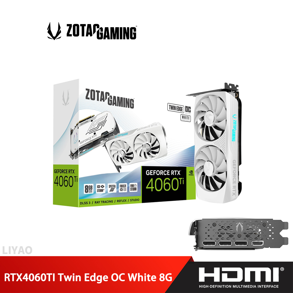 ZOTAC 索泰 GeForce RTX4060TI Twin Edge OC White Edition 8G 顯示卡