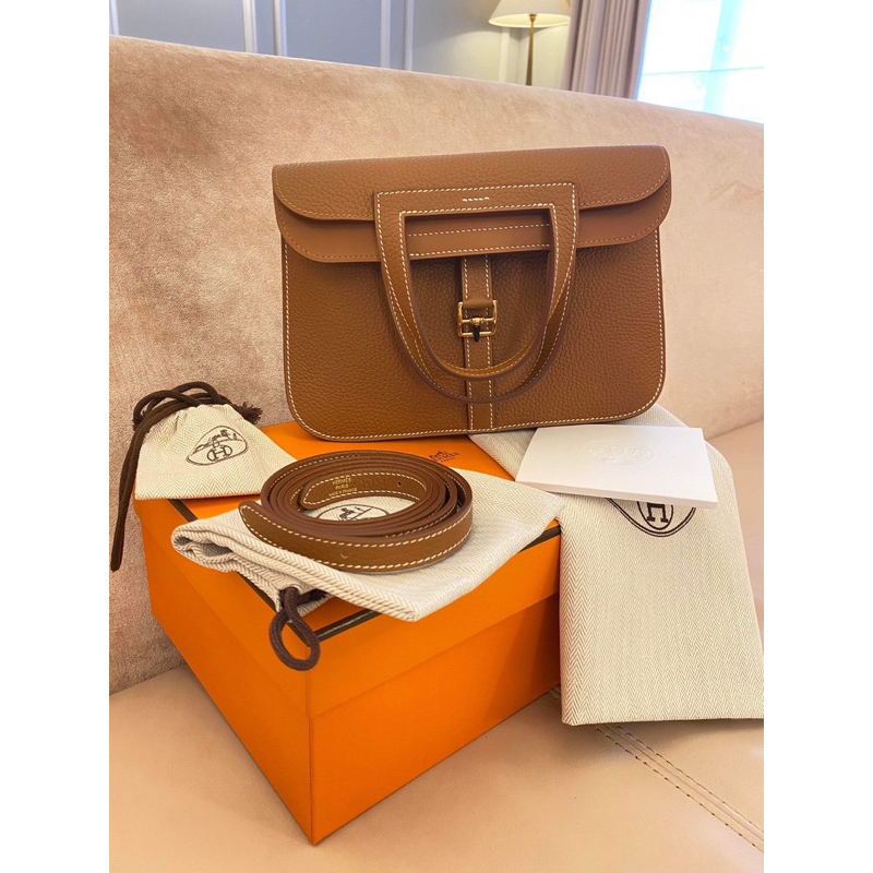 愛馬仕Hermès Halzan25 金扣 TC皮 全新