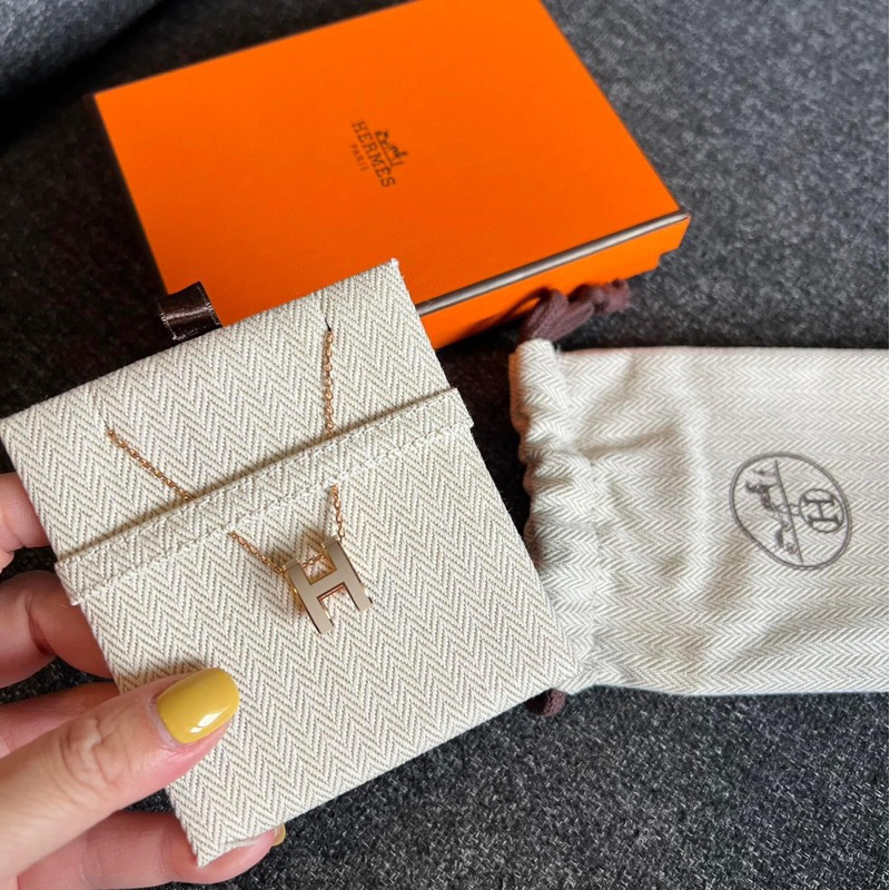 🧡23000 愛馬仕 HERMÈS  經典POP H項鍊 奶茶灰玫瑰金 絕版大款