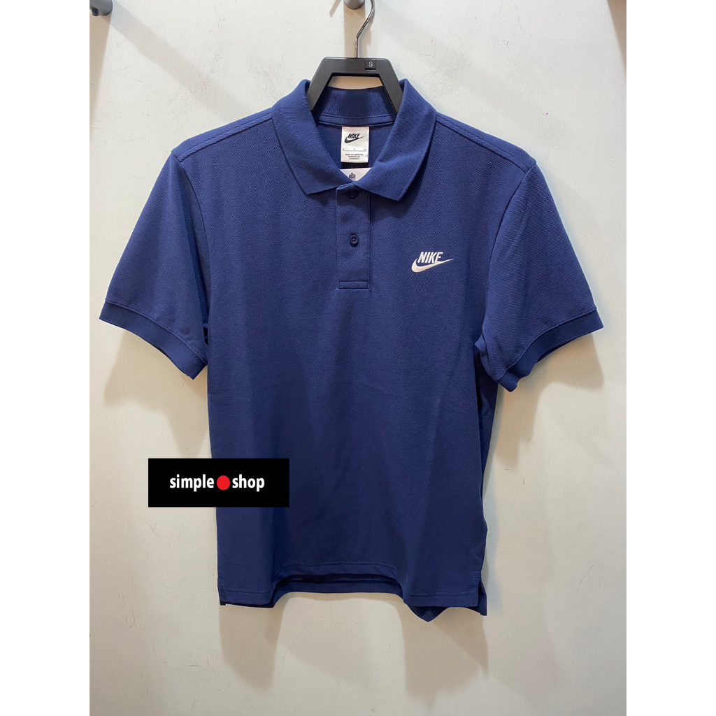 【Simple Shop】NIKE LOGO 刺繡 POLO衫 運動短袖 網眼 POLO衫 深藍色 CJ4457-410