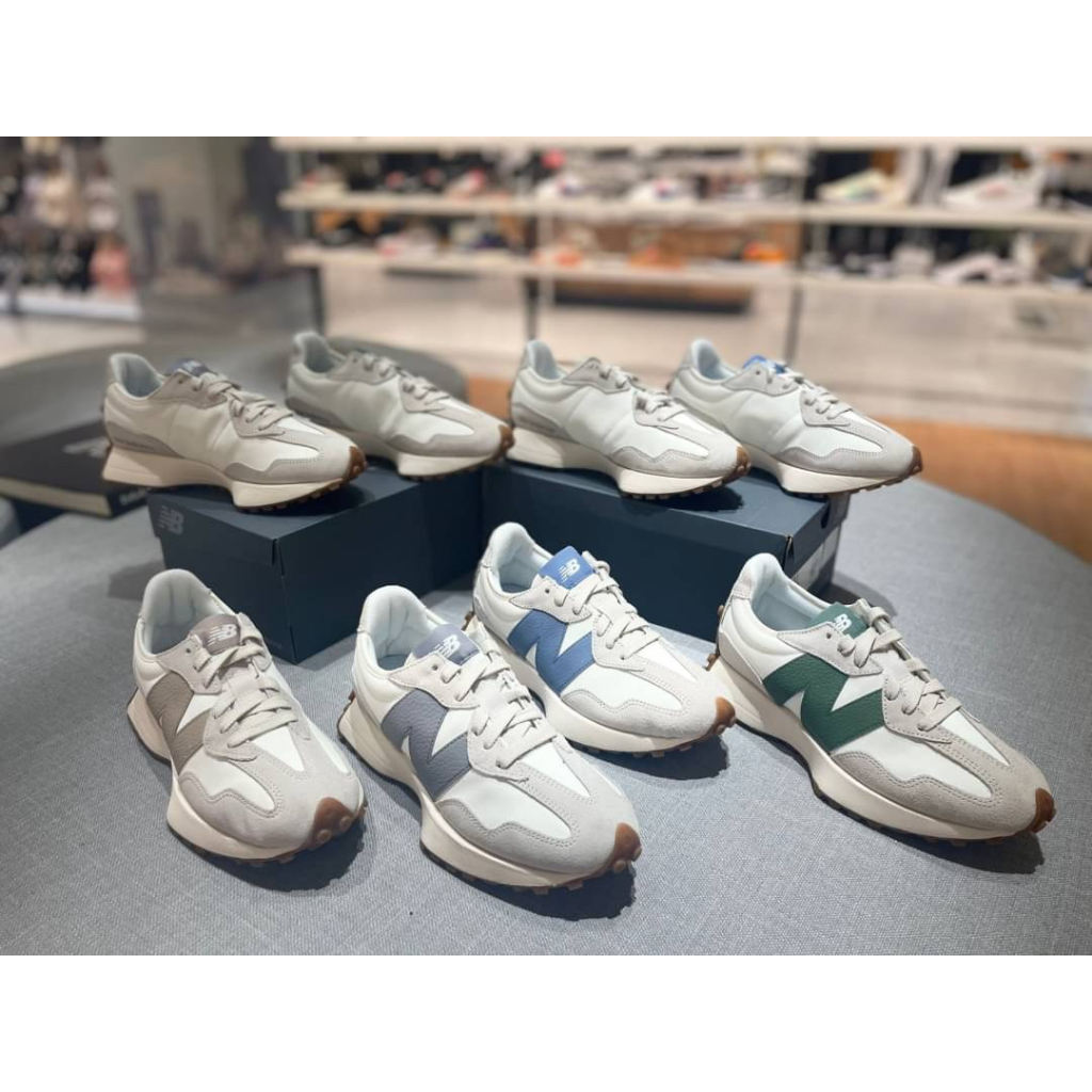 【Luxury】台灣現貨 NEW BALANCE 327 皮革 N字 荔枝皮 奶茶 鐵灰 深綠 墨綠 莫蘭迪藍 慢跑鞋