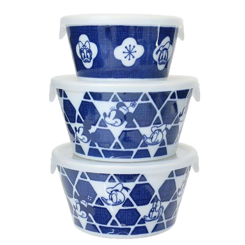 三鄉陶器 SANGO 日本製 迪士尼 微波用陶瓷碗三件組 米奇家族/日式風格 (2中1小碗) NT29286