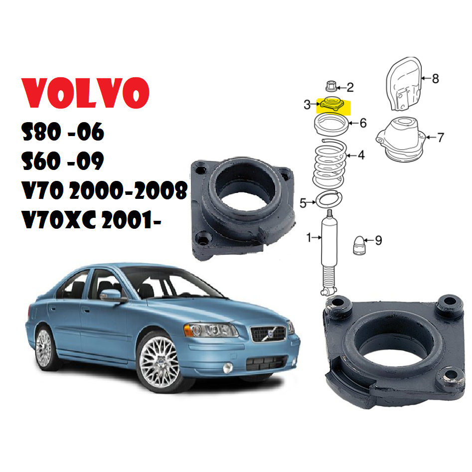 Volvo S80 -06 S60 -09  V70 2000-2008  V70XC 2001- 後避震器上座左右一對