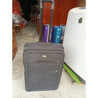 【銓芳傢俱】Samsonite新秀麗 24吋可擴充行李箱-黑色 43×27×63公分 布面超輕大容量可擴充防盜拉練旅行箱