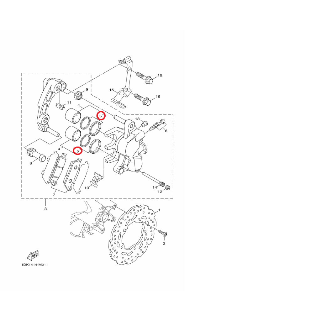 YAMAHA 原廠 SMAX FORCE 155 卡鉗封圈組 料號：1DK-W0047-00