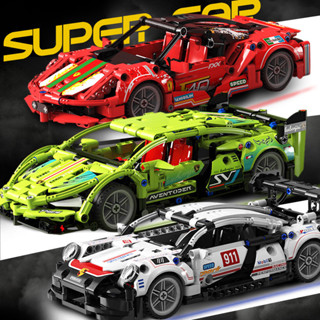 【方舟mini積木】💥回力跑車~臺灣現貨💥回力車法拉力藍寶堅尼 911保時捷綠牛紫牛麥拉倫阿波羅太陽神小顆粒 創意 益智