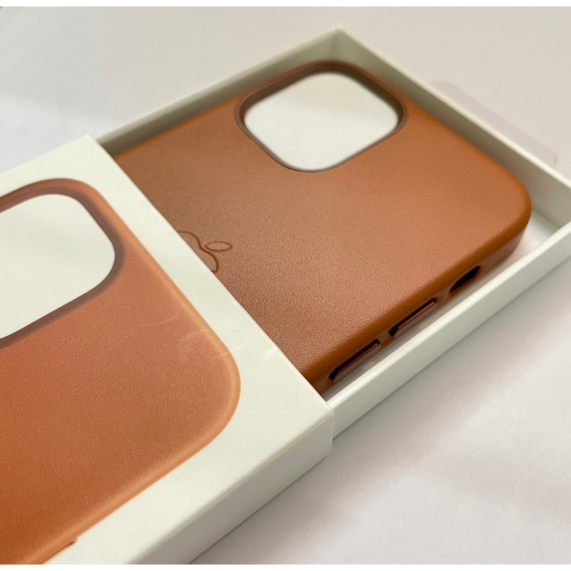 ［全新］絕版 原廠 iPhone 12 mini MagSafe皮革保護殼 馬鞍棕色