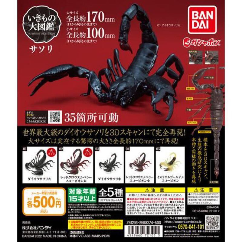 「現貨馬上寄出」日本 BANDAI 生物大圖鑑 扭蛋 轉蛋 蠍子篇  全五種  全新未拆